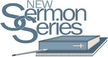 Bible Clip-Art of Bible and notebook with New Sermon series caption