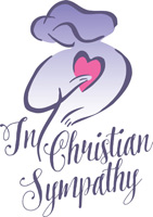 Clip-Art Image of woman holding heart and caption IN CHRISTIAN SYMPATHY