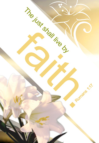 Easter Bulletin Cover with The Just Shall Live by Faith Romans 1:17