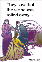 Easter Bulletin Cover with Mark 16:4 They Saw that the Stone was Rolled Away caption