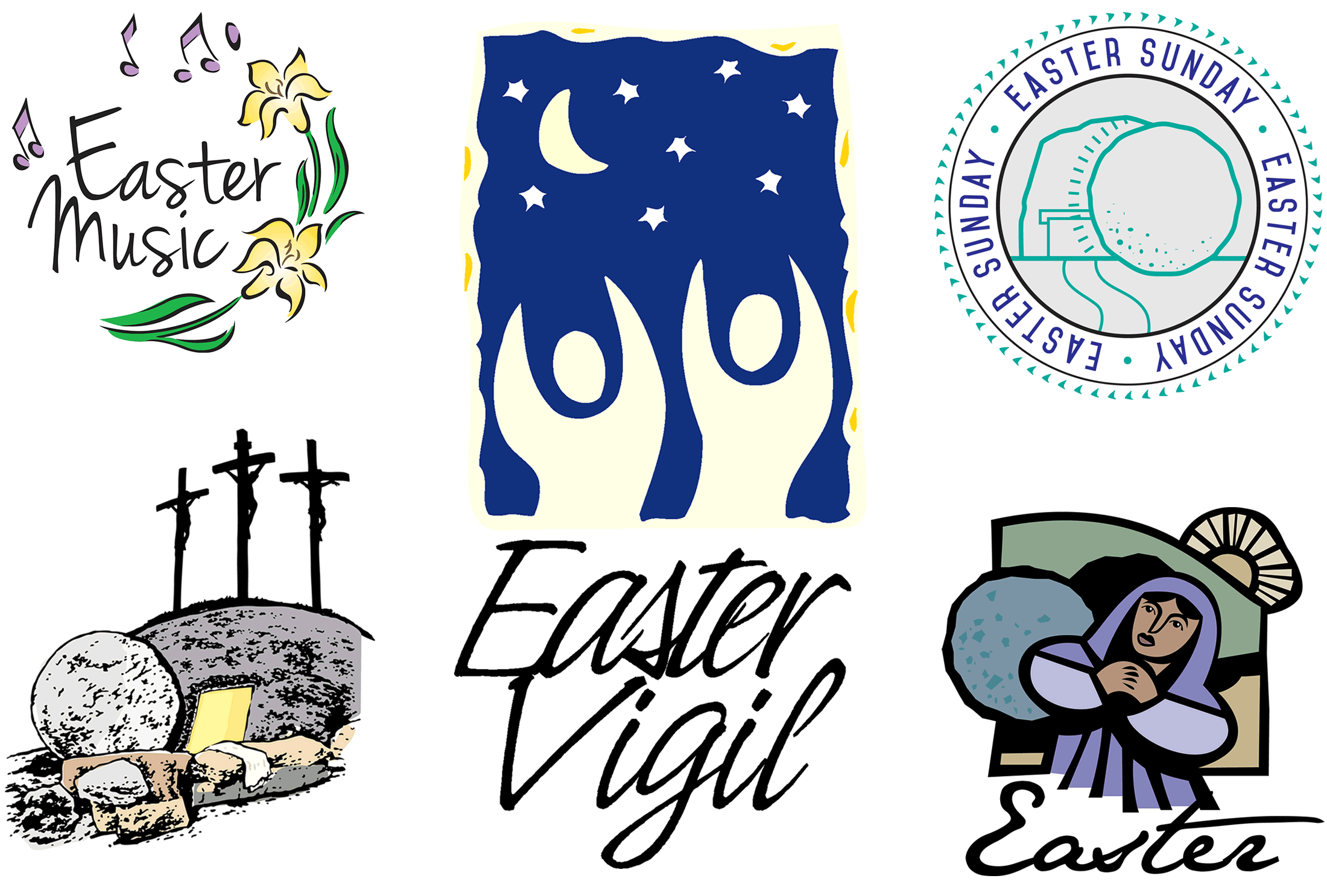Easter Religious Clipart for Lent and Holy Week Service programs and announcements