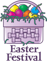 Easter egg clip-art of baskets with eggs and Easter Festival caption