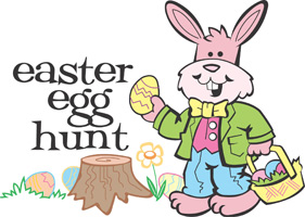 Easter egg clip-art with Easter bunny and Easter Egg Hunt caption