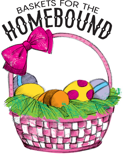 Easter egg clip-art with eggs in basket and Baskets for the Homebound caption