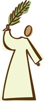 Palm Sunday Clip Art Image of Jesus holding a palm branch in the air
