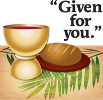 Palm Sunday Clip Art Image with Cup and bread with Given for you caption