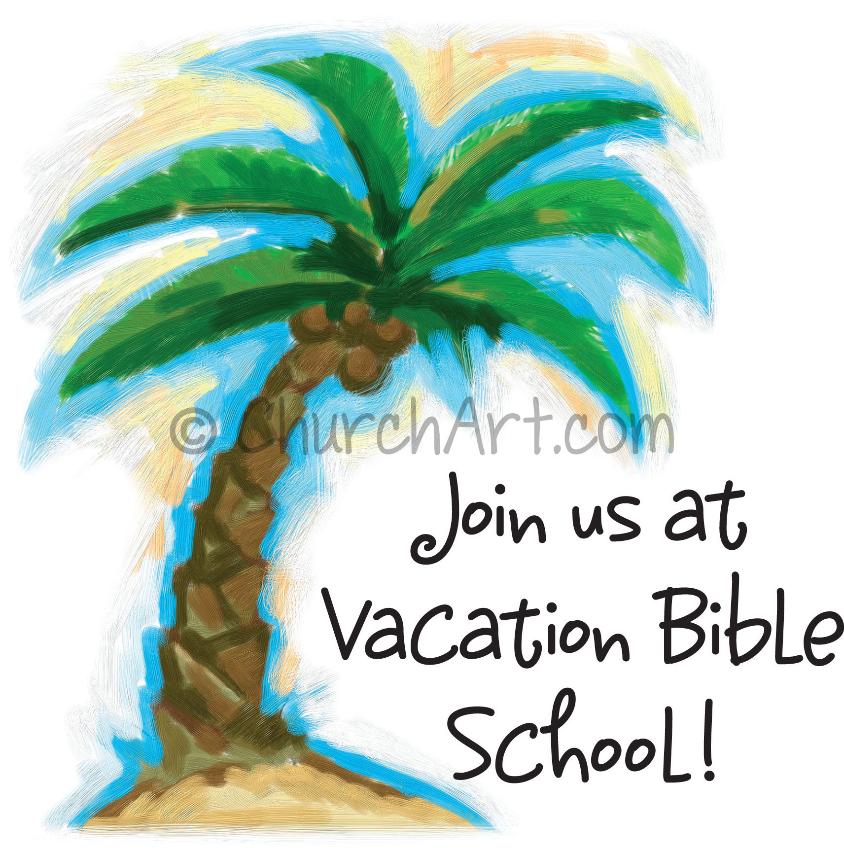 Join us at Vacation Bible school publicity art and imagery