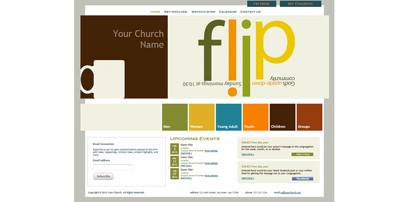 colorful church website template example