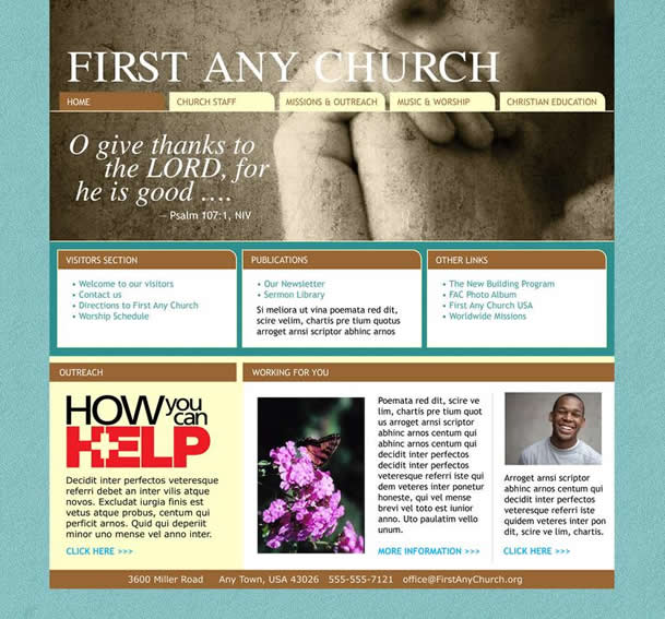 sample church website template