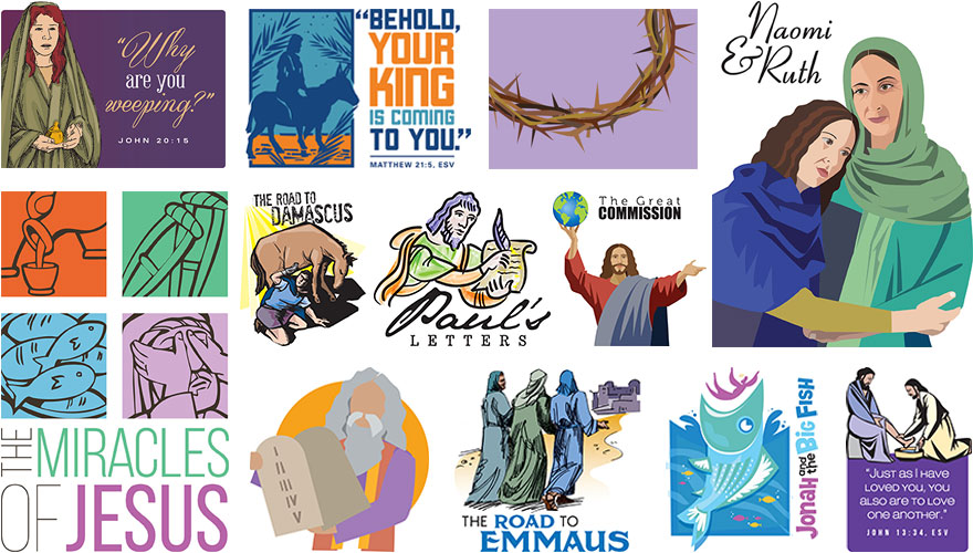 Biblical clip art sample collage