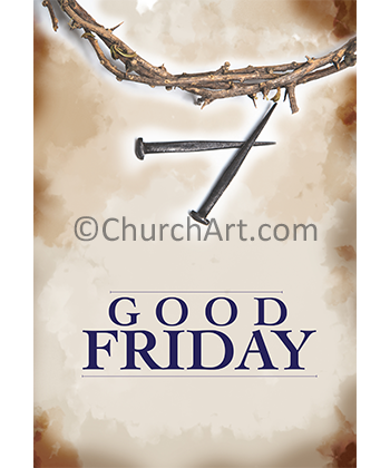 Good Friday artwork with a crown of thorns and nails from the cross