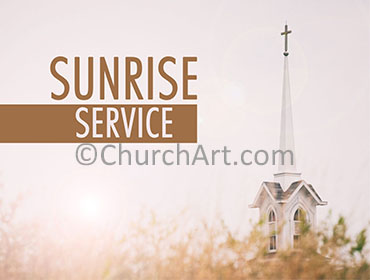 Sunrise service photo featuring a church steeple