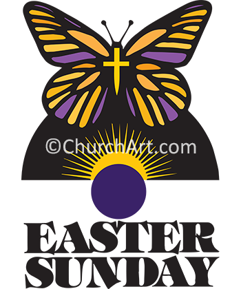 Easter Cross clipart with the caption Happy Easter Sunday