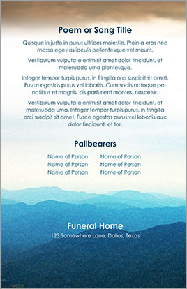 Church Art Bulletin Funeral Template Example Back Cover