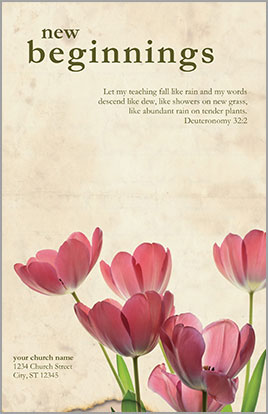 Church Bulletin Template Example with Tulips Cover