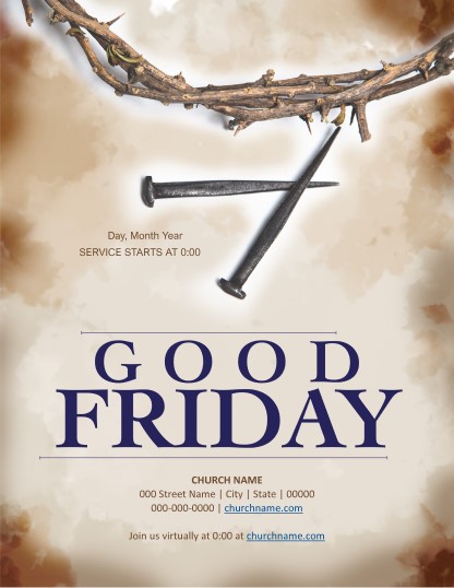 Example of a church flyer graphic with a good Friday caption