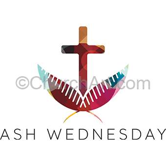 Ash Wednesday clipart graphic of a cross for the start of Lent coordinated art series