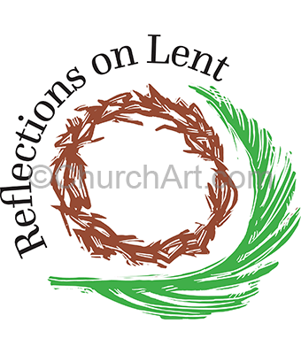 Reflect on Lenten season with clipart of a crown of thorns and palm leaf