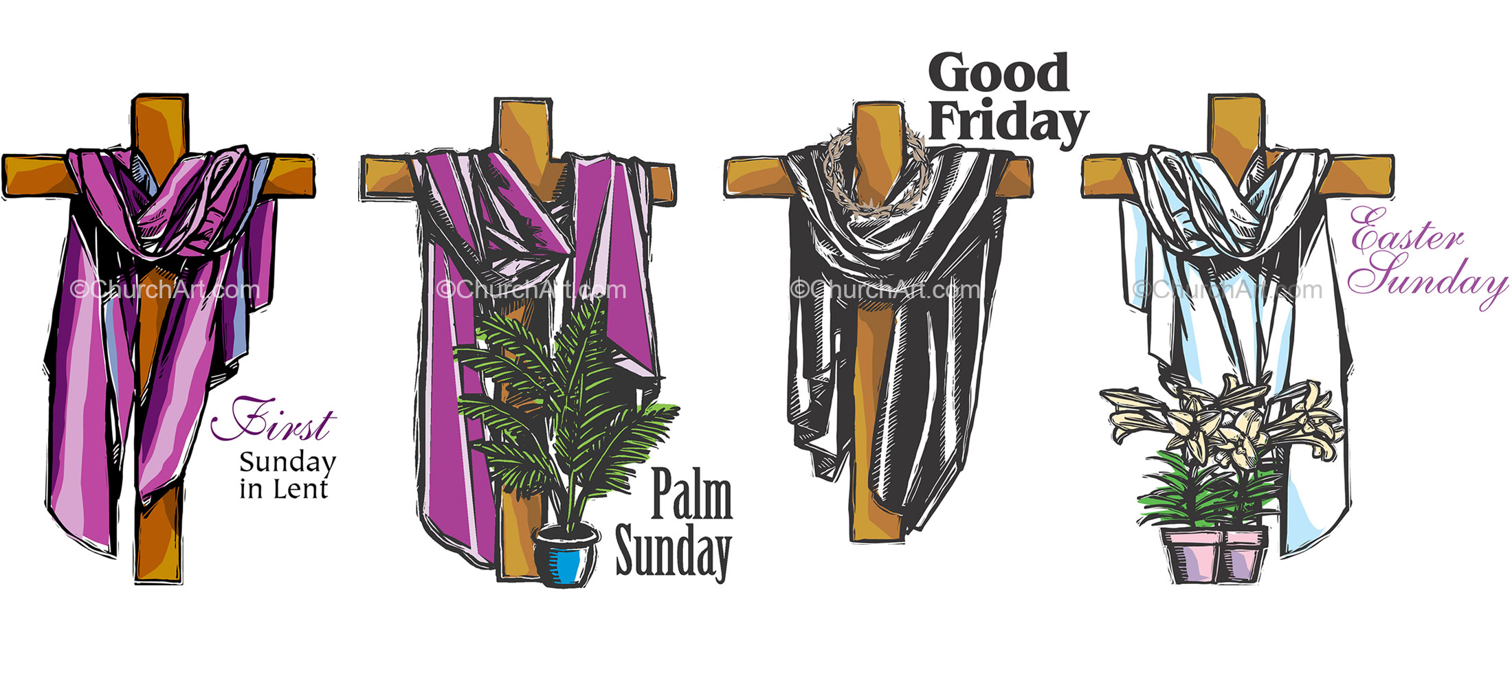 In preparation of the season of lent, images of crosses from first Sunday to Easter Sunday