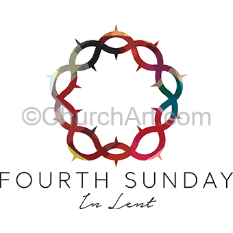 Fourth Sunday of Lent in preparation for Easter clipart graphic showing crown of thorns coordinated art series