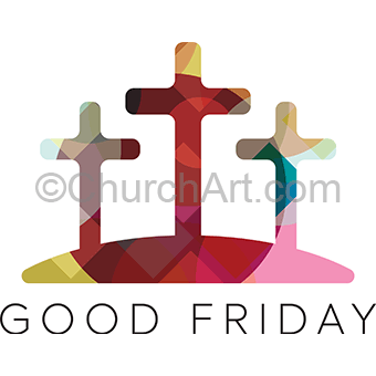 Good Friday art image for Christian Lent Season showing three crosses coordinate art series