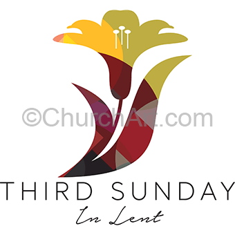 Third Sunday of Lent for Christian churches clipart image showing a flower coordinated art series