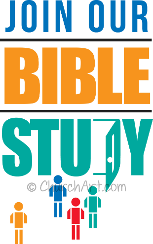 Bible Study Clip-Art image of text treatment of Join Our Bible Study Caption