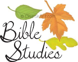 Bible Study Clip-Art image of fall leaves with Bible Studies caption