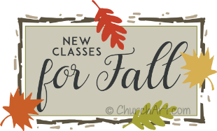 Fall Leaves clipart image announcing new bible study classes for Fall at church