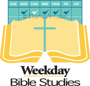Open bible with cross illustrating weekday bible studies available at church