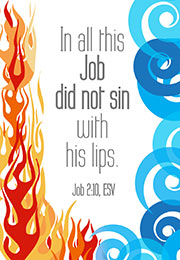 Church Art Bulletin Cover illustration of fire and wind with Scripture verse Job Did Not Sin Job 2:10