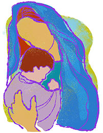 Church Art Clipart Mary holding baby Jesus without caption