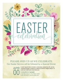 Flyer template art to advertise Easter Celebrations