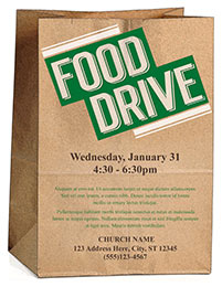 Church Art Flyer Template Food Drive with paper grocery bag