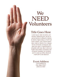 Church Art Flyer Template We Need Volunteers with woman's arm raised