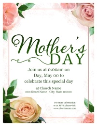 Flyer template graphic for Mother's day with rose imagery