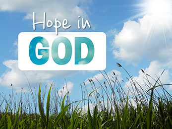 Church Art Motion Video blue sky and clouds over tall grass with caption Hope In God