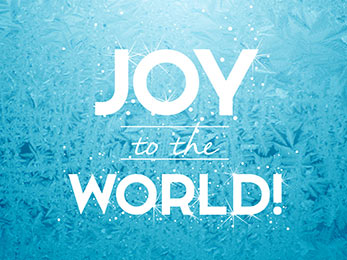 Church Art Motion Video frost on blue background with caption Joy to the World