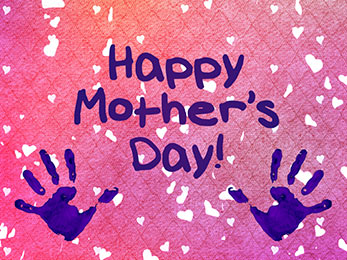 Church Art Motion Video hand prints and hearts with caption Happy Mother's Day