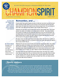 Church Art Newsletter Template Champion Spirit yellow nameplate