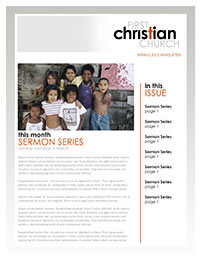 Church Art Newsletter Template First Christian Church with missionary photo of children