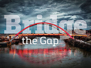 Church art photo of bridge with Bridge the Gap caption
