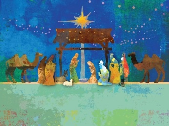 Title slide with an illustration of a nativity scene