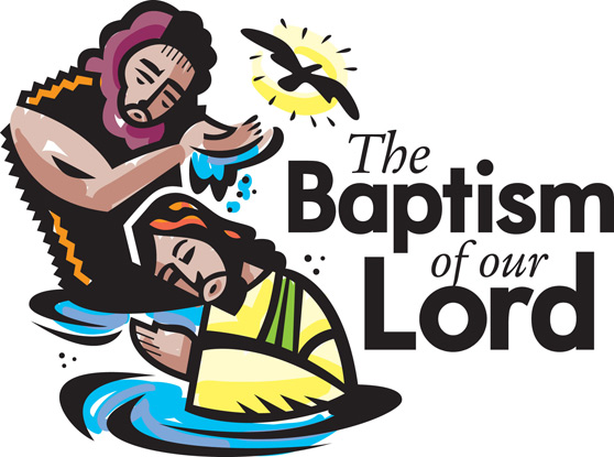 Baptism Clip-Art of John baptizing Jesus with The Baptism of our Lord caption
