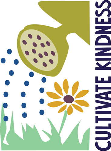 Bulletin Clip-Art Image of watering can watering a flower and caption Cultivate Kindness