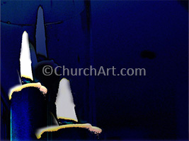 Christian wallpaper illustration on dark background of candles