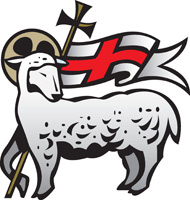 Clip-Art Image of Lamb of God Agnus Dei with halo and Christian banner