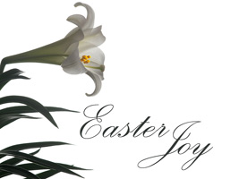 Christian Easter Photo of white lily with Easter Joy caption