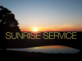 Christian Easter Photo of Sunrise Horizon and Sunrise Service Caption