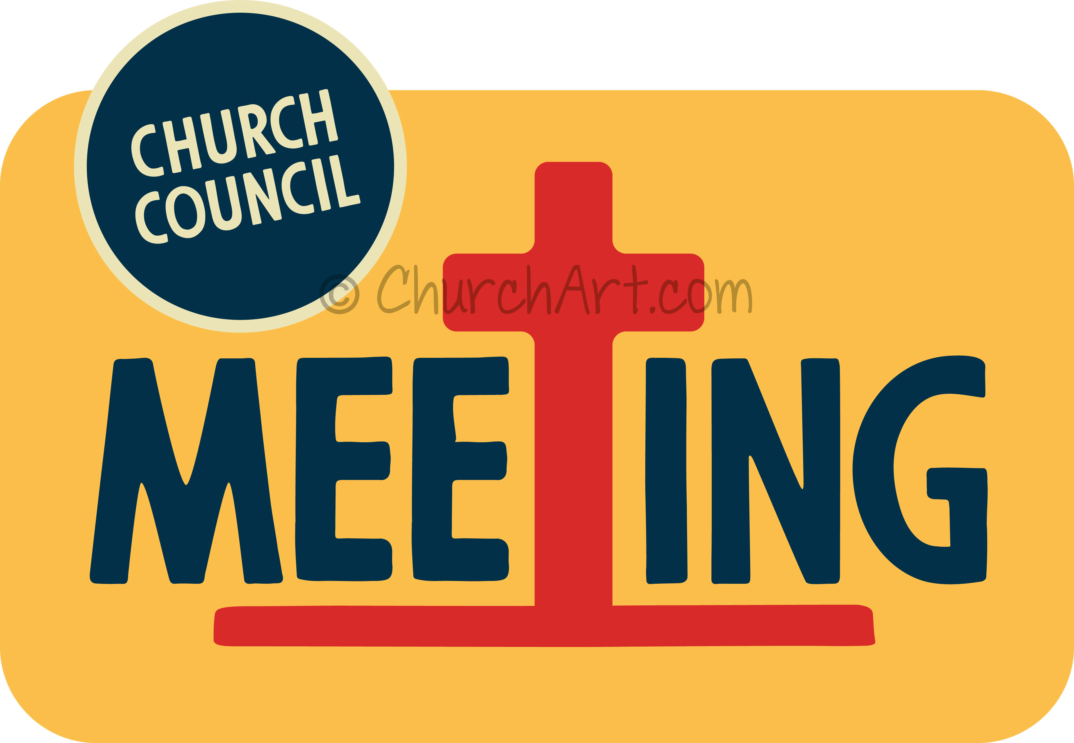 Church Council clipart image for an upcoming church council meeting announcement in church bulletin, church calendar or church newsletter featuring cross